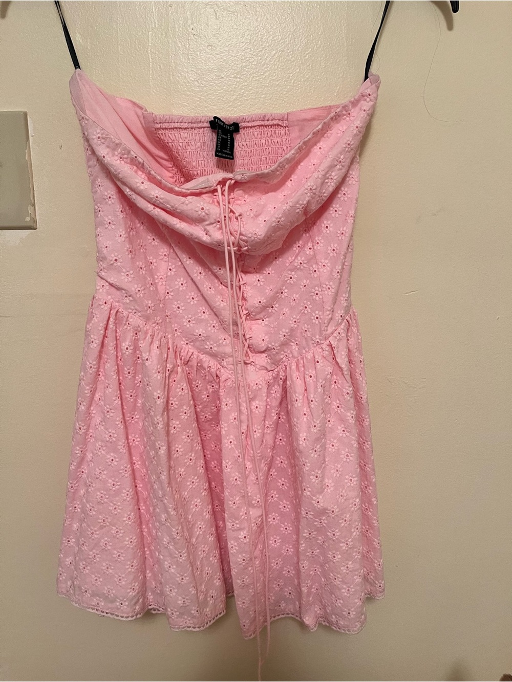 Forever 21 Light Pink Smocked Strapless Dress